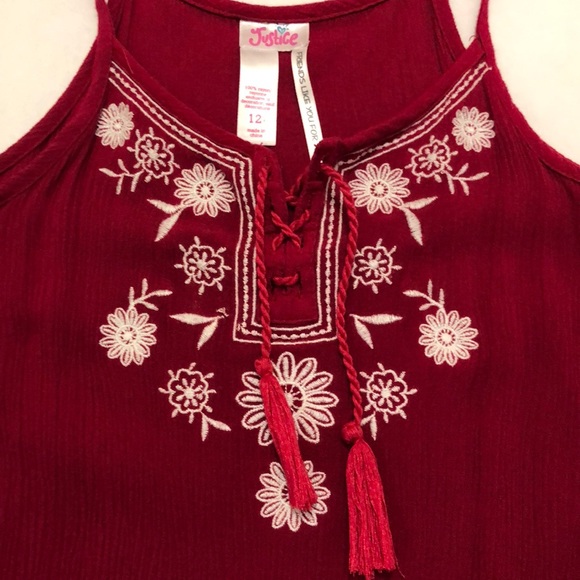 Justice tank style top burgundy size youth 12 - Picture 2 of 6
